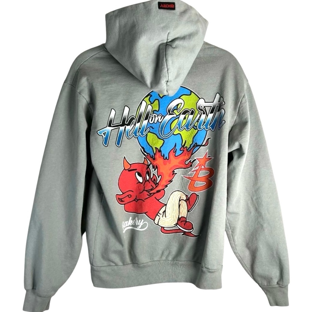 BAKERY HNY Grey Hoodie with Red Logo